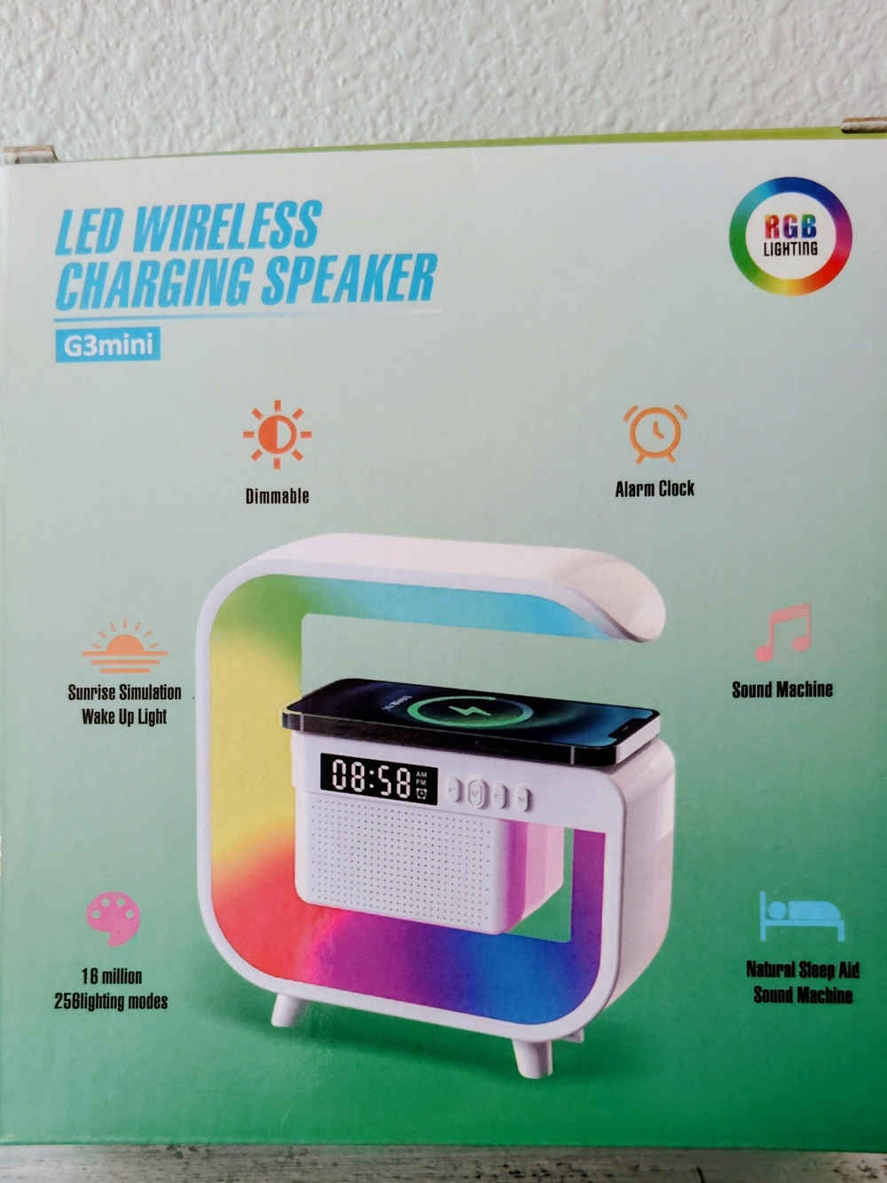 LED Wireless Charging Speaker with RGB Accent - White